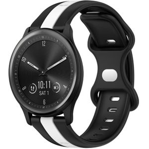 Voor Garmin Vivomove Sport 20 mm vlindergesp tweekleurige siliconen horlogeband (zwart + wit)