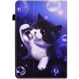 Voor Amazon Kindle Fire HD 10 2021 Gekleurde Tekening Stiksels Elastische Band Lederen Smart Tablet Case (Bubble Cat)