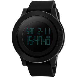 SKMEI 1142 multifunctionele mannen Outdoor sporten Noctilucent waterdicht silicagel digitaal horloge (zwart)