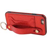 Glitter Powder PU+TPU Schokbestendige beschermhoes met houder & kaartslots & polsbandje voor iPhone 6 / 6s(Rood)