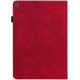 Voor Amazon Kindle Fire HD 8 2016/2017/2018/2019 Peacock Embossed Pattern TPU + PU Horizontal Flip Leather Case met Holder & Card Slots & Wallet (Red)