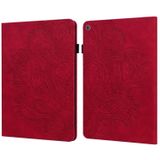Voor Amazon Kindle Fire HD 8 2016/2017/2018/2019 Peacock Embossed Pattern TPU + PU Horizontal Flip Leather Case met Holder & Card Slots & Wallet (Red)