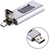 RQW-01B 3 in 1 USB 2.0 & 8 Pin & Micro USB 32GB Flash-Drive  voor iPhone & iPad & iPod & meeste Android Smartphones & PC Computer(Silver)