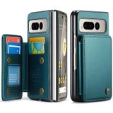 Voor Google Pixel Fold CaseMe C22 PC + TPU Zakelijke stijl RFID Anti-diefstal lederen telefoonhoes (blauw groen)