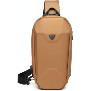 Ozuko 9321 Outdoor Anti-Theft Oxford Cloth Men Chest Bag Waterproof Messenger Bag met externe USB-oplaadpoort (Bruin)