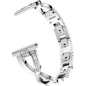 X-vormige diamant-bezaaid massief roestvrijstalen polsband horlogeband voor Samsung Gear S3 (zilver)