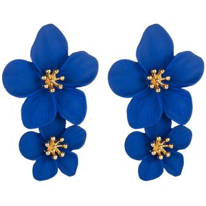 2 PCS Ladies Fashion Geometrische bloemen oorbellen (Royal Blue)