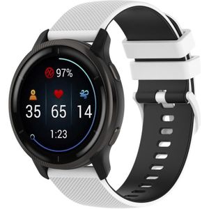 Voor Garmin Vivoactive3 Music 20 mm geruite tweekleurige siliconen horlogeband (wit + zwart)