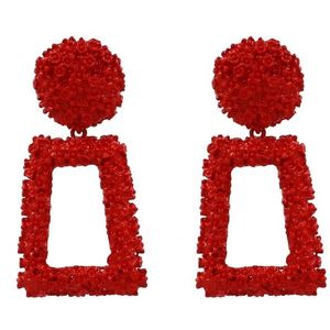 Metalen oorbellen eenvoudige geometrische relif bloemen oorbellen retro Fashion persoonlijkheid oorbellen (rood)