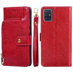 Voor Samsung Galaxy A51 4G Zipper Bag PU + TPU Horizontale Flip Lederen Case Met Houder & Card Slot & Portemonnee & Lanyard