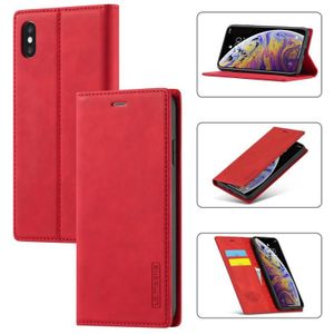 Lc. IMEEKE Sterk Magnetisme Ultradun horizontaal flip schokbestendige matte TPU + PU lederen hoes met Holder & Card Slots & Wallet Voor iPhone XS / X(Rood)