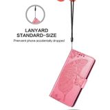 Voor Huawei P40 Butterfly Love Flower Embossed Horizontale Flip Lederen Case met Beugel / Card Slot / Wallet / Lanyard (Roze)