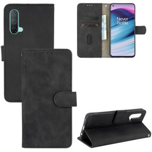 Voor OnePlus Nord CE 5G Solid Color Skin Feel Magnetic Buckle Horizontale Flip Calf Texture PU Lederen Case met Houder & Card Slots & Portemonnee (Zwart)