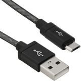 1m Net Style Hoge kwaliteit Metal Head Micro USB to USB Data / laad Kabel  or Samsung  HTC  Sony  Lenovo  Huawei  en other Smartphones(zwart)