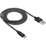 1m Net Style Hoge kwaliteit Metal Head Micro USB to USB Data / laad Kabel  or Samsung  HTC  Sony  Lenovo  Huawei  en other Smartphones(zwart)