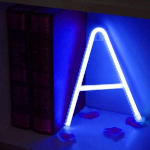 Blue Letter Number Neon Lights Holiday Decoration Lights(Letter A)