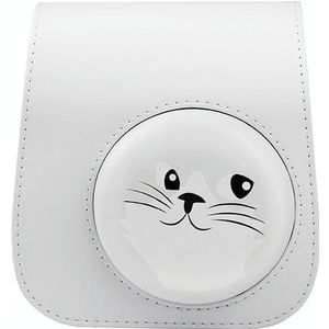 Cartoon Full Body Camera PU Lederen tas met riem voor Fujifilm Instax Mini 9 / Mini 11 / Mini 8 (grijs wit kitten)