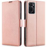 Voor OPPO A36 4G/A76 4G Global Ultra-Dunne Spanning Side Buckle Horizontal Flip Leather Phone Case (Rose Gold)