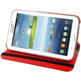 360 graden draaibaar Lichi structuur lederen hoesje met houder voor Samsung Galaxy Tab 3 (7.0) / P3200 / P3210(rood)