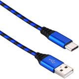 1m USB naar USB-C / Type-C Nylon weven stijl Data Sync opladen kabel voor Galaxy S8 & S8 PLUS / LG G6 / Huawei P10 & P10 Plus / Oneplus 5 en andere Smartphones (blauw)