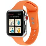 Voor Apple Watch 5 & 4 44mm / 3 & 2 & 1 42mm Dunne Siliconen dubbele gesp vervangende polsband (Papaya Geel)