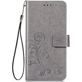 Voor Huawei Nova 7 Pro Vierbladige gesp relif gesp mobiele telefoon bescherming lederen case met Lanyard & Card Slot & Wallet & Bracket Functie(Grijs)