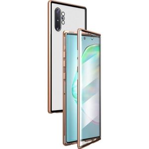 Voor Samsung Galaxy Note10+ Magnetic Metal Frame Dubbelzijdige Tempered Glass Case (Goud)