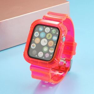 Transparante TPU Gentegreerde vervangende horlogeband voor Apple Watch Series 6 & SE & 5 & 4 40mm / 3 & 2 & 1 38mm(Rose Red)