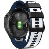 Voor Garmin Fenix 7 Verticale Strepen Tweekleurige siliconen horlogeband (wit donkerblauw)