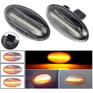 2 stuks Voor Peugeot 1007 Auto Dynamische LED Fender Side Light 817300H010 (Transparant)