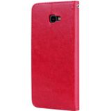 Rose relif horizontaal flip PU lederen Case voor Samsung Galaxy J4 Plus  met houder & kaartsleuven & portemonnee (rood)
