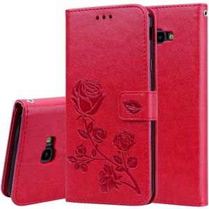 Rose relif horizontaal flip PU lederen Case voor Samsung Galaxy J4 Plus  met houder & kaartsleuven & portemonnee (rood)