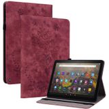 Voor Amazon Kindle Fire HD10 2021 Butterfly Rose relif lederen Smart Tablet Case(Rood)