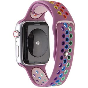 Voor Apple Watch Series 6 & SE & 5 & 4 44mm / 3 & 2 & 1 42mm Rainbow Sport Watchband (Paars)