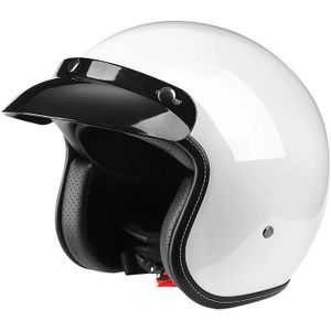 BYB 701 All Seasons retro motorhelm  maat: M (helder wit)