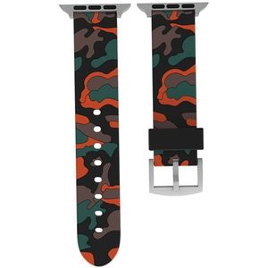 Voor Apple Watch serie 3 & 2 & 1 38mm Fashion Camouflage patroon siliconen horloge Strap(Red)