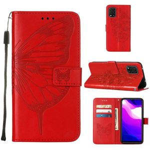 Voor Xiaomi MI 10 5G / 10 Pro 5G relif Butterfly lederen telefoonhoesje met houder & kaart slot & portemonnee & lanyard