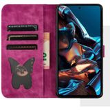 Voor Xiaomi Poco X5 Pro / Redmi Note 12 Pro 5G Vlinder Kat Embossing Flip Lederen Telefoonhoesje (Roze)