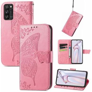 Voor Blackview A100 Butterfly Love Flower Relif Horizontale Flip Leren Case Met Houder & Card Slots & Wallet & Lanyard (Pink)