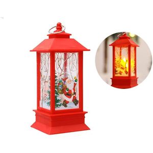 Kerst Vlam Lantaarn Kerstdecoratie LED Luminous Ornament Candlestick Lamp  Grootte: Groot 77 x 77 x 195mm (Rode Santa)