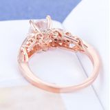 1 paar vrouwen Fashion Micro-ingelegd Zircon verlovingsring prinses koningin aristocratische Temperament paar Ring(Rose Gold US size: 7)