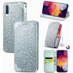 Voor Samsung Galaxy A50 Blooming Mandala Embossed Pattern Magnetic Horizontal Flip Leather Case met Holder & Card Slots & Wallet(Grey)