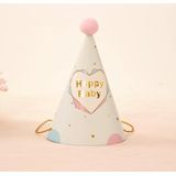 10 PCS Kinderen Volwassen verjaardagsfeestje Hoed Bont Bal Verjaardag Paper Hat (Polygon Love Heart)