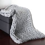 Mode handgemaakte gebreide wollen deken  grootte: 130X170cm (grijs)