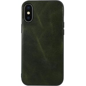 Lederen dubbele kleur Crazy Horse Telefoon Case voor iPhone X / XS