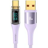 USAMS USB naar Type-C 66W aluminiumlegering transparant digitaal display snellaadgegevenskabel  kabellengte: 2m