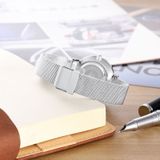 CAGARNY 6872 ronde wijzerplaat eenvoudige nagel schaal Fashion vrouwen Quartz beweging horloge met roestvrij stalen Band (zilver + wit)
