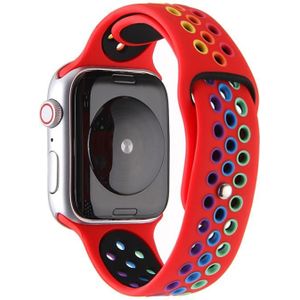 Voor Apple Watch Series 6 & SE & 5 & 4 40mm / 3 & 2 & 1 38mm Rainbow Sport Watchband (Rood)