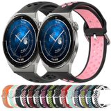 Voor Huawei Watch GT3 Pro 46 mm 22 mm geperforeerde ademende sport siliconen horlogeband (roze + watereend)