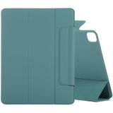 Horizontale Flip Ultra-dunne dubbelzijdige clip vaste gesp magnetische PU lederen case met drie-vouwen houder & slaap / Wake-up Functie Voor iPad Pro 12.9 inch (2020)(Groen)